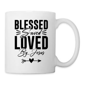 Blessed Jesus love saying - Mug - white - Right