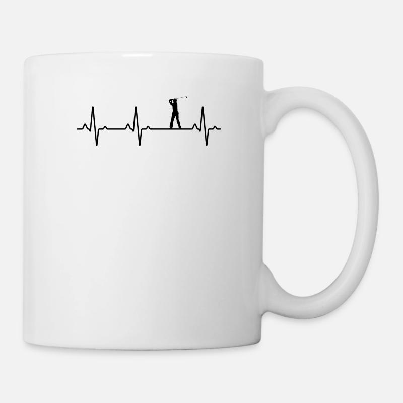 ECG battement de coeur golf golfeur conception - Mug blanc - blanc