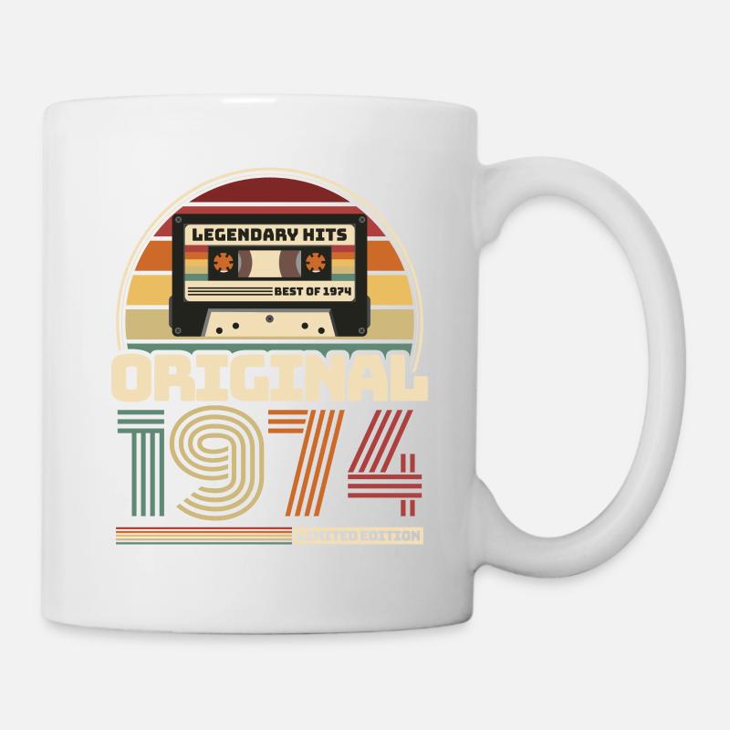 Rétro Vintage cassette anniversaire millésime 1974 - Mug blanc - blanc