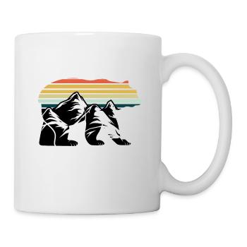 Bär Berge Sonnenuntergang Retro - Tasse - Weiß - Rechts