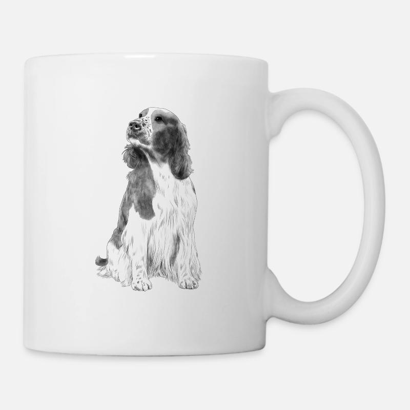 Sitzender Welsh Springer Spaniel Hund - Tasse - Weiß
