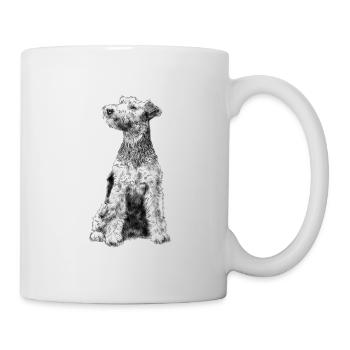 Sitting Welsh Terrier Dog - Mug - white - Right