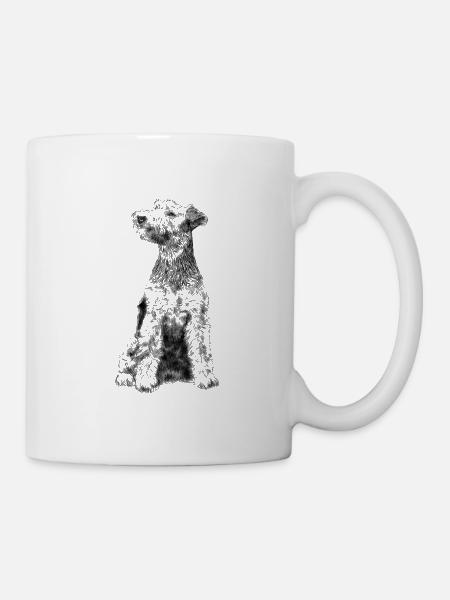 Sitzender Welsh Terrier Hund - Tasse - Weiß