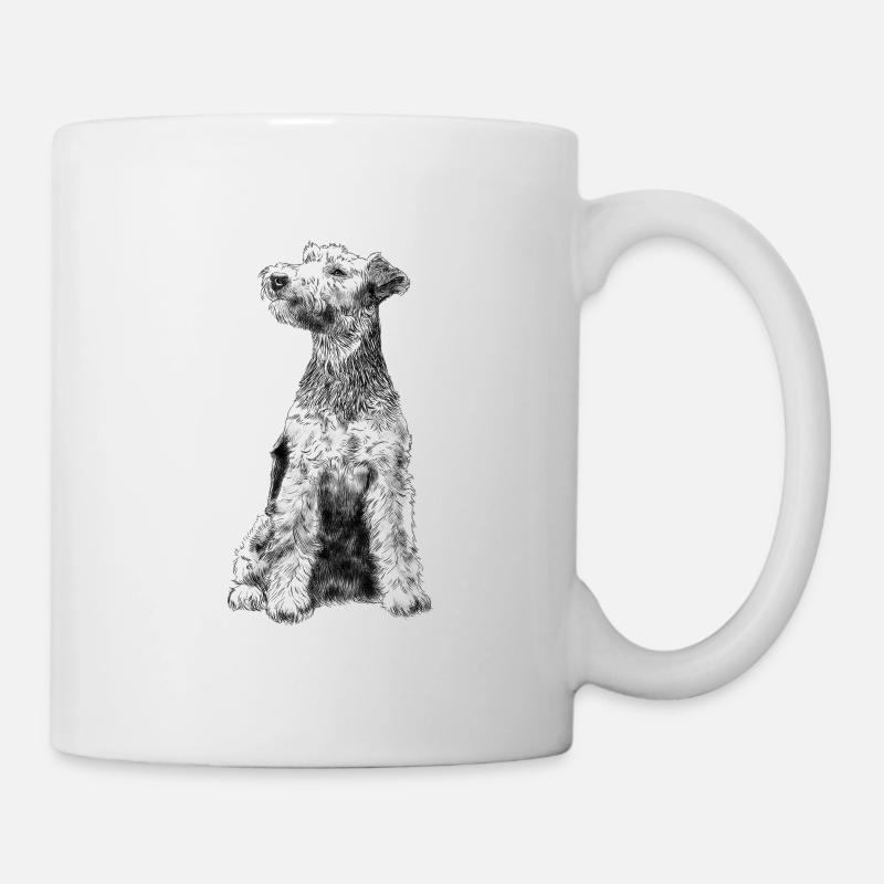 Sitzender Welsh Terrier Hund - Tasse - Weiß