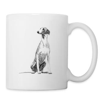 Sitzender Greyhound Windhund Whippet Hund - Tasse - Weiß - Rechts