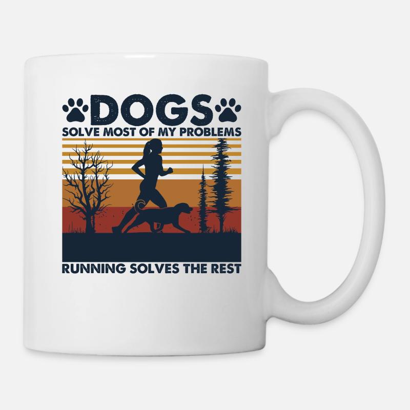 Dogs and Running Vintage Retro - Mug blanc - blanc