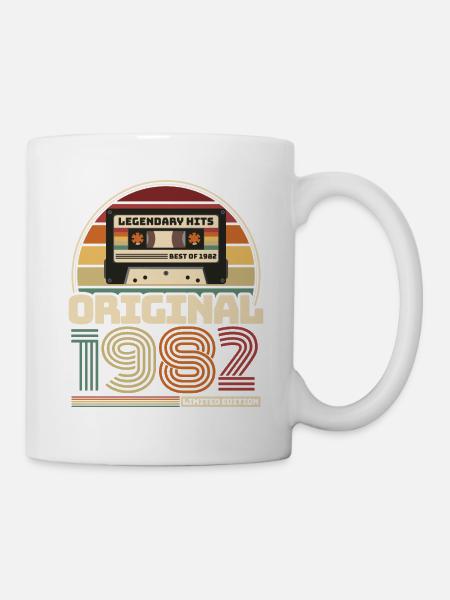 Rétro vintage cassette anniversaire millésime 1982 - Mug blanc - blanc