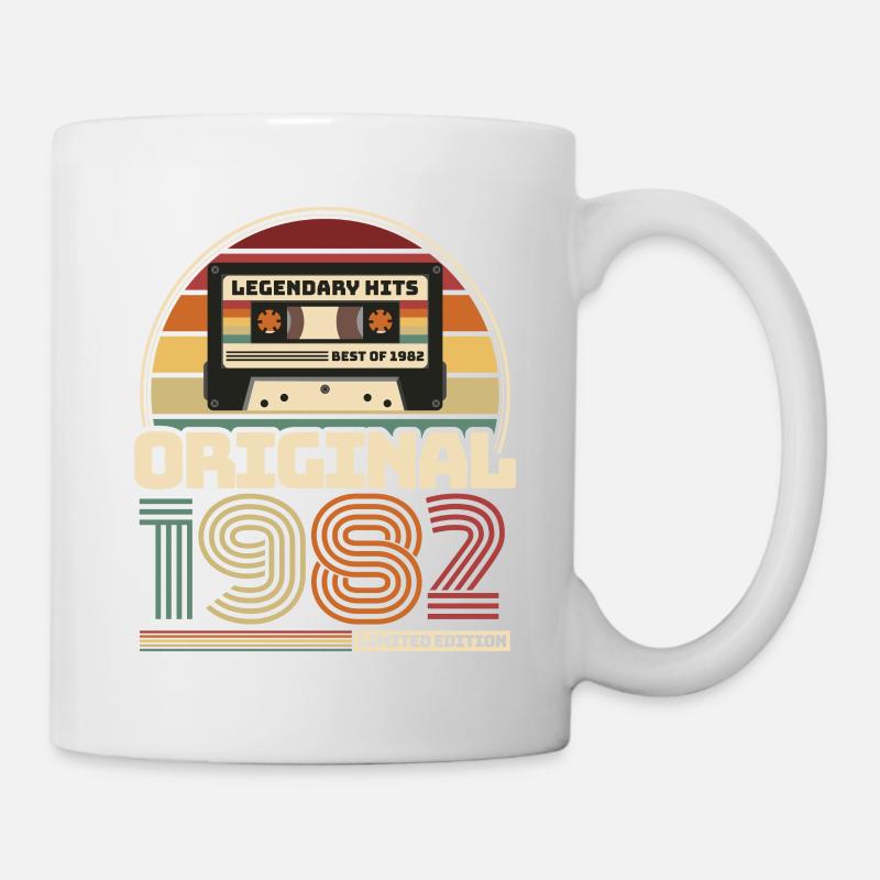 Rétro vintage cassette anniversaire millésime 1982 - Mug blanc - blanc