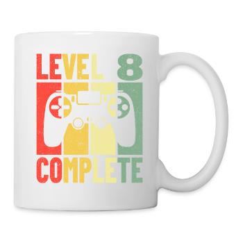 Geburtstag Gaming Gamer Zocker Level 8 Complete - Tasse - Weiß - Rechts