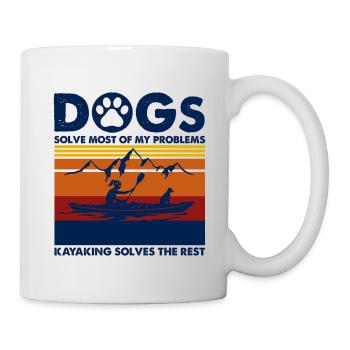 Dogs and Kayaking Vintage Retro Sunset - Mug blanc - blanc - Droite
