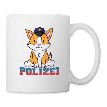 Polizei Fuchs mit Polizeimütze - Tasse - Weiß - Rechts
