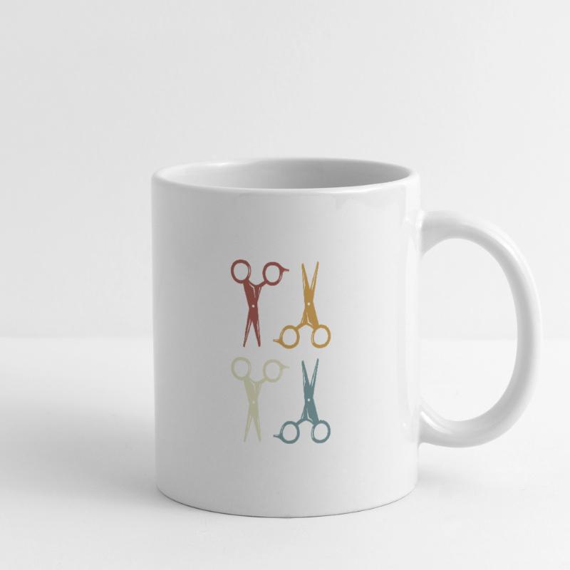 Coiffeur & coiffeuse, crésons de ciseaux Mug blanc