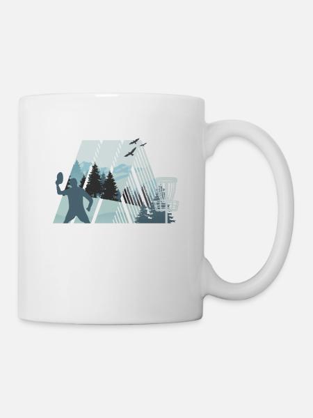 Trendsport Discgolf, Natur, Geometrie Design - Tasse - Weiß