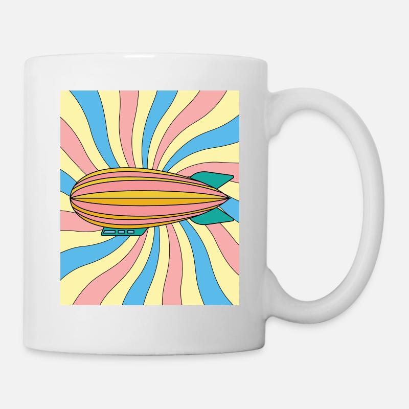 Retro Vintage Zeppelin Mouches - Mug blanc - blanc