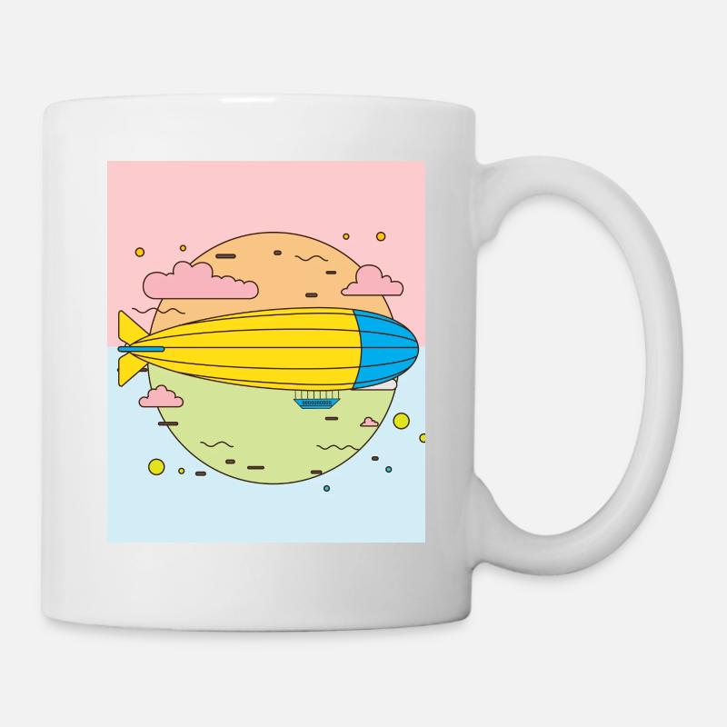 Retro Vintage Zeppelin Mouches - Mug blanc - blanc