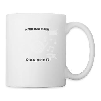 Meine Nachbarn hören gute Musik, Waldhorn - Tasse - Weiß - Rechts
