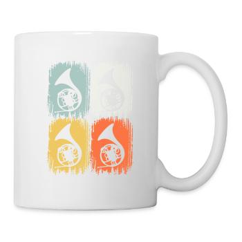 Retro Blaskapelle Waldhorn & Hornist - Tasse - Weiß - Rechts