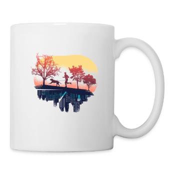Retro Canicross, cross-country run with dog - Mug - white - Right