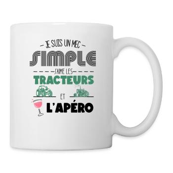 Je Suis Un Mec Simple J'aime Les Tracteurs et L'Ap - Mug blanc - blanc - Droite