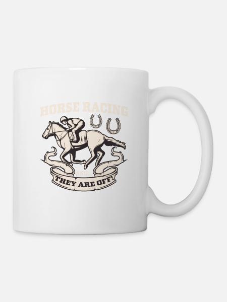 Courses de chevaux, le jockey et son cheval de course - Mug blanc - blanc