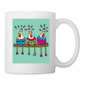Poulets fous drôles - Mug blanc - blanc - Droite