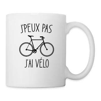 J'peux Pas J'ai Vélo, Cycliste, Cyclisme - Mug blanc - blanc - Droite