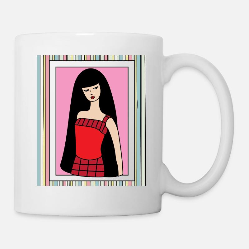 Poupée rétro coloré - Mug blanc - blanc