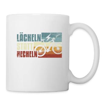 E-Bike, E-MTB, Lächeln statt Hecheln - Tasse - Weiß - Rechts
