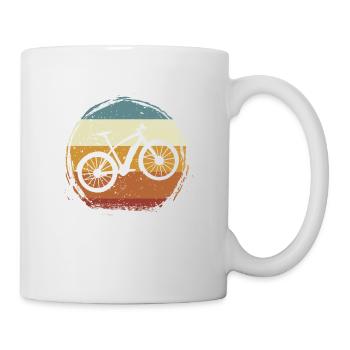 E-Bike, E-MTB, Retro Sonnenuntergang E-Biker - Tasse - Weiß - Rechts