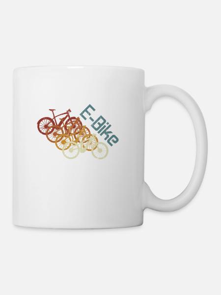 E-Bike, E-VTT, Retro coucher de soleil E-Biker - Mug blanc - blanc