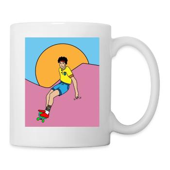 Retro Skateboarder & Skater Skateboard - Mug - white - Right