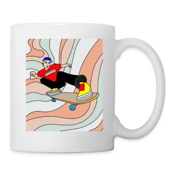 Retro Skateboarder & Skater Skateboard - Mug - white - Right