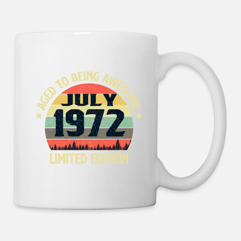 Schönes Vintage Juli 1972 Geburtstags Design - Tasse - Weiß