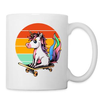Licorne Skateboard Retro - Mug blanc - blanc - Droite