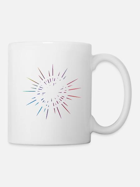 Farbenfrohes Rhönrad mit Rhönradturnerin - Tasse - Weiß