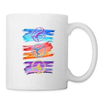 Farbenfrohes Rhönrad mit Rhönradturnerin - Tasse - Weiß - Rechts