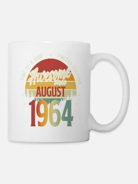 Schönes Vintage August 1964 Geburtstags Design - Tasse - Weiß