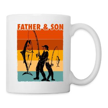 Father and Son Fishing Fischer Retro - Mug - white - Right