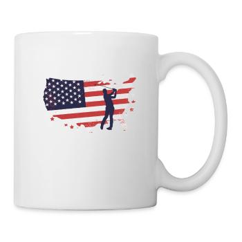 Amerikanische Flagge Golfer - Tasse - Weiß - Rechts