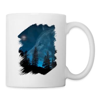 Wolf Moon Forest Brush Stroke Dark - Mug - white - Right