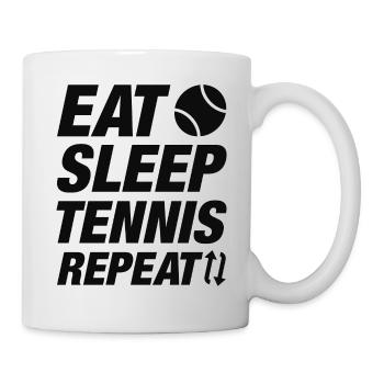 Eat Sleep Tennis Wiederholung - Tasse - Weiß - Rechts