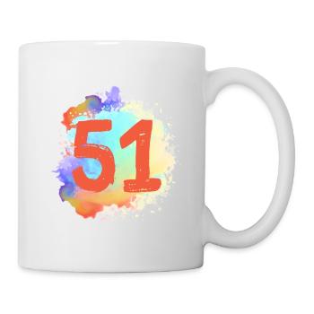 51 Zahl Klecks - Tasse - Weiß - Rechts