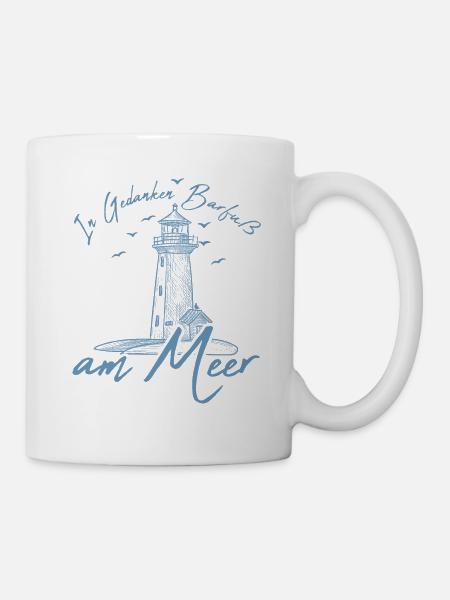 In Gedanken am Meer, Norddeutschland Leuchtturm - Tasse - Weiß