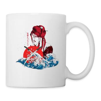 Wave Kanagawa Japan - Japanese Geisha, Samurai - Mug - white - Right