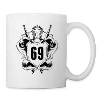 69 Zahl Wappen - Tasse - Weiß - Rechts