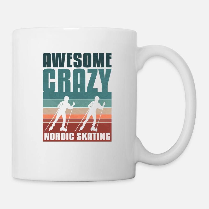 Retro vintage Nordic Skating - Mug - white