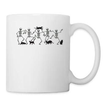 Dancing Skeletons Black Cats Funny Halloween Party - Mug - white - Right