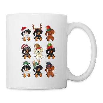 Chien de blaireau Christmas Costume Santa Reindeer - Mug blanc - blanc - Droite