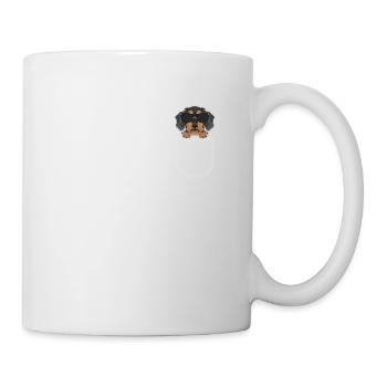 Rauhaardackel in der Brusttasche - Tasse - Weiß - Rechts