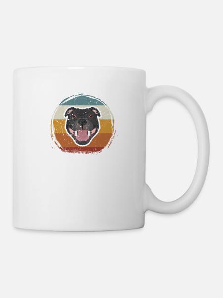 Lächelnder Staffordshire Bullterrier retro - Tasse - Weiß